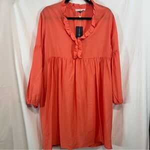 NWT Michelle McDowell Long Sleeves Orange Babydoll Dress Size M
